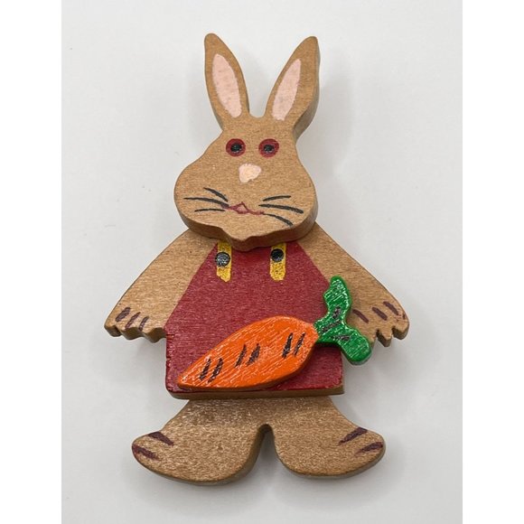 Easter Bunny Movable Refrigerator Magnet Vintage Farmer Rabbit Country Garden - Picture 7 of 7